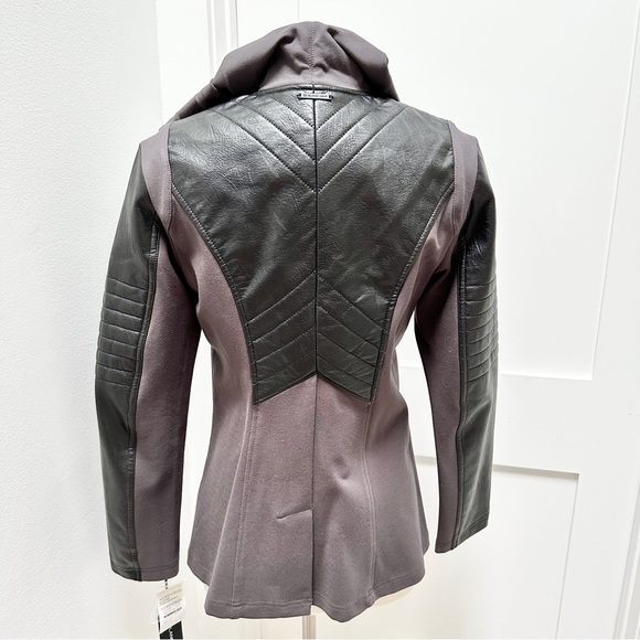 BLANC NOIR Hooded Single-Button Moto Jacket - Picture 9 of 14